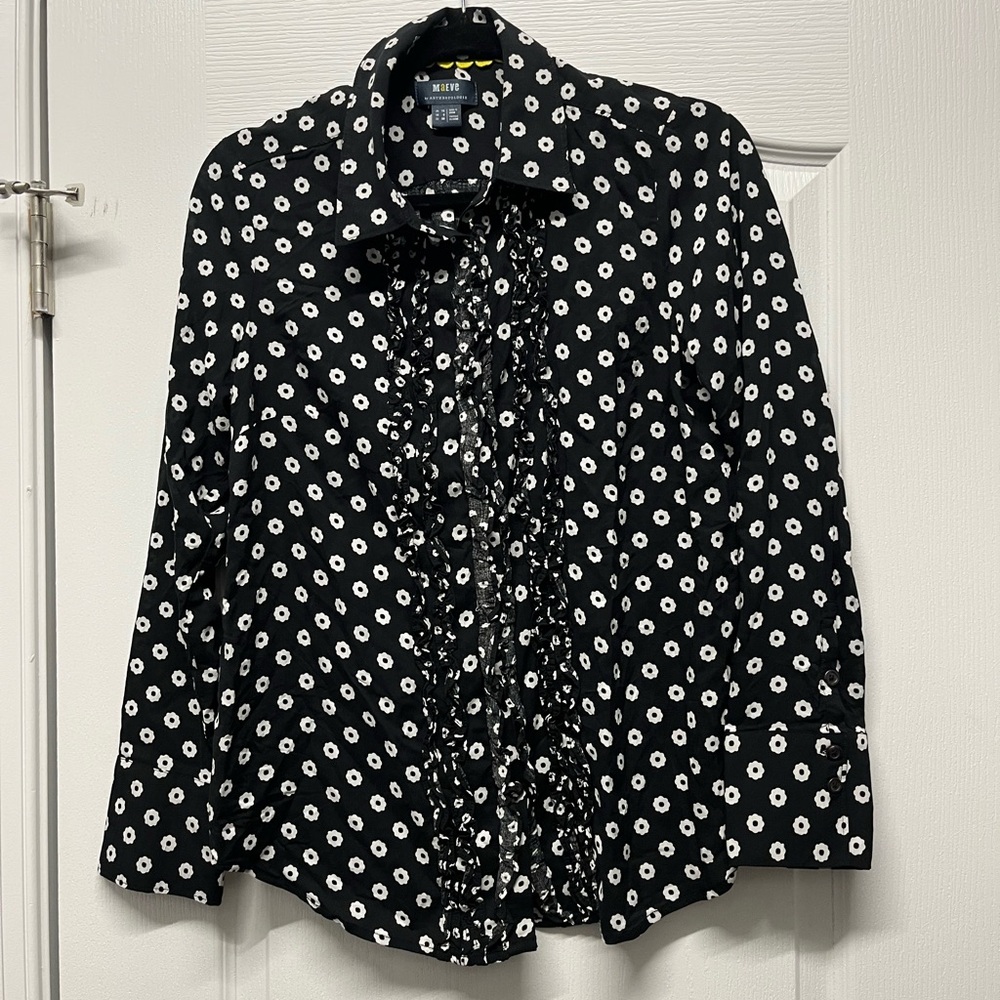 Anthropologie Black and White Floral Shirt
